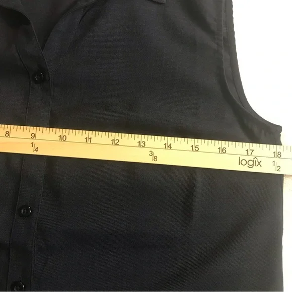 Christopher & Banks women’s blouse sleeveless button down Sz S color blue V-Neck - Picture 8 of 12